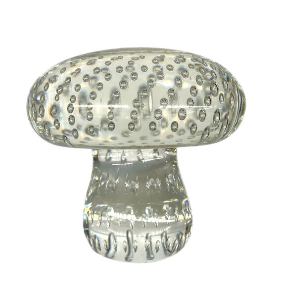 Vintage Viking Art Glass Controlled Bubble Mid Century Mushroom Paperweight - Picture 1 of 3